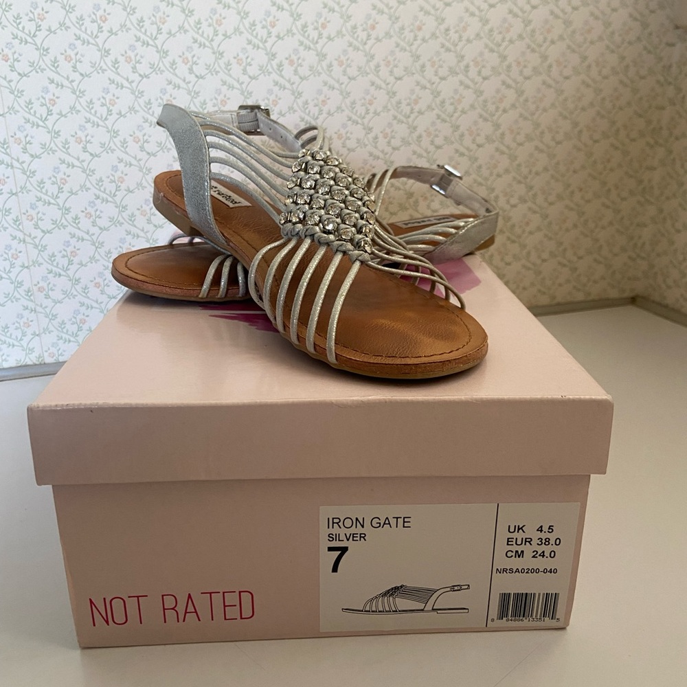 Not Rated Silver Sandal Size 7